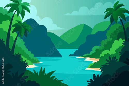 tropical island with palm trees