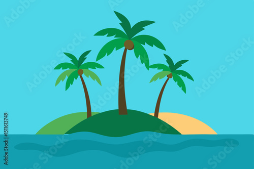 tropical island with palm trees