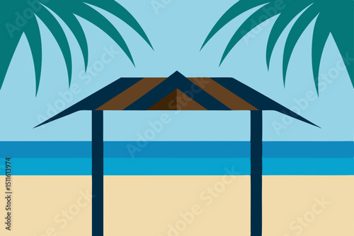 tropical beach with umbrella