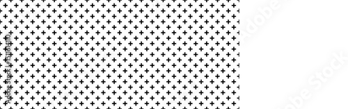 Plus seamless pattern. Simple geometric cross texture. Graphic cross symbol grid. Plus sign repeat pattern. Graphic texture. Vector illustration isolated on white background.