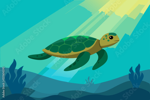 green turtle swimming in water