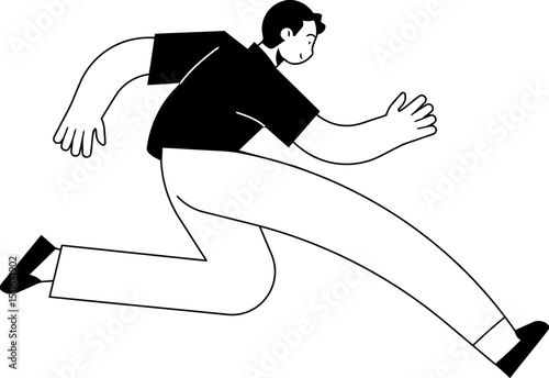 Man running illustration vector art design graphic artwork character person athlete exercise jogging sprint race vector art illustration
