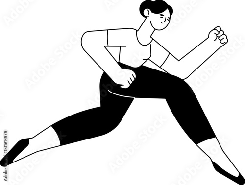 Woman running exercise fitness health lifestyle sport activity athlete jogger wellness cardio training vector art illustration