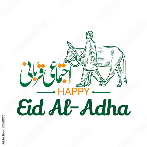 illustration of calligraphy design for Eid al-Adha greetings
