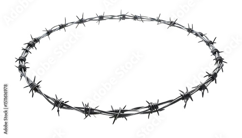 barbed wire isolated on white