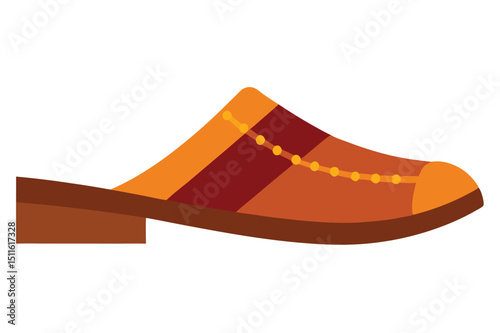 Office leather sandals with decorative stitching in formal wear style vector art illustration