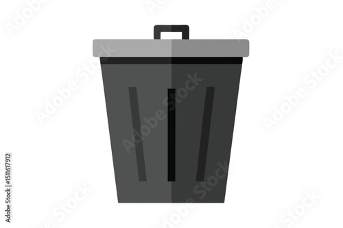 Office trash bin in minimal clean workspace design element vector art illustration