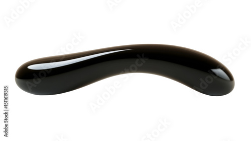 Abstract black glassy form on black void background, cut out transparent