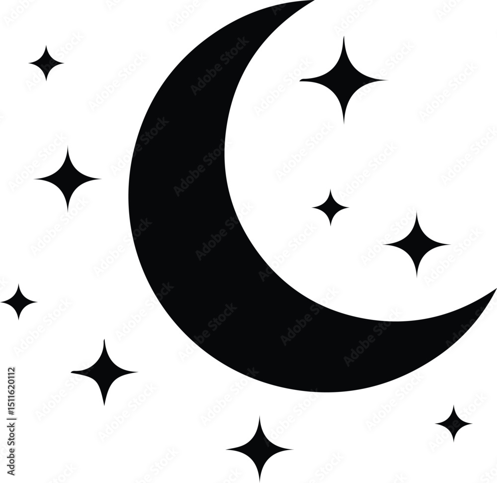 moon and stars vetor isloated on a white background