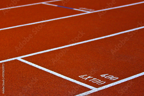 Line with number 4x400 meter running track