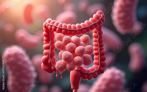 Gut Microbiota Probiotic good Bacteria in the intestine as probiotic bacterium inside the body as digestive microflora in the colon or bowel as microbiome as escherichia coli bacteroides bifidobacteri