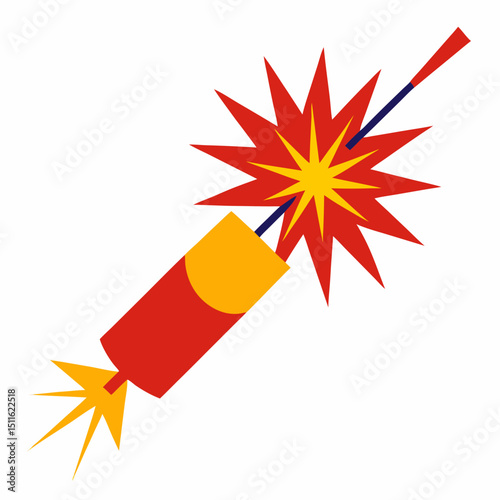 vector illustration of a red and yellow bomb