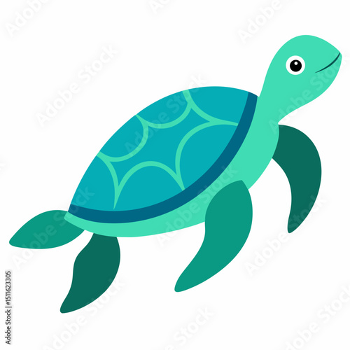 green turtle isolated on white