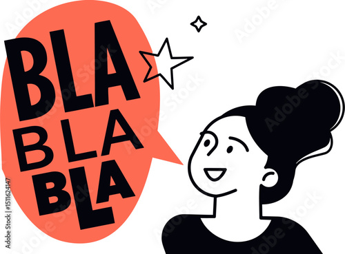 Illustration of woman speaking with bla bla bubble communication talking conversation dialogue chatter gossip 100 vector art illustration