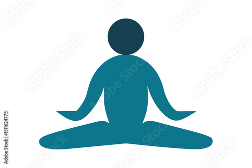 Minimalist bimana in meditation pose showing serene silhouette vector art illustration