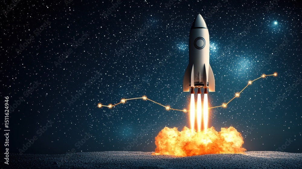 Fototapeta premium Rocket launch event space image cosmic environment aerial view leadership in action