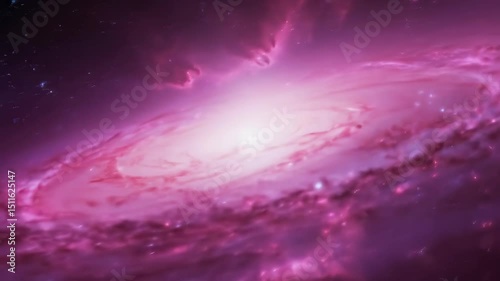 Colorful cosmic nebula, vibrant purple and pink hues swirling in space, symbolizes beauty and mystery of the universe.