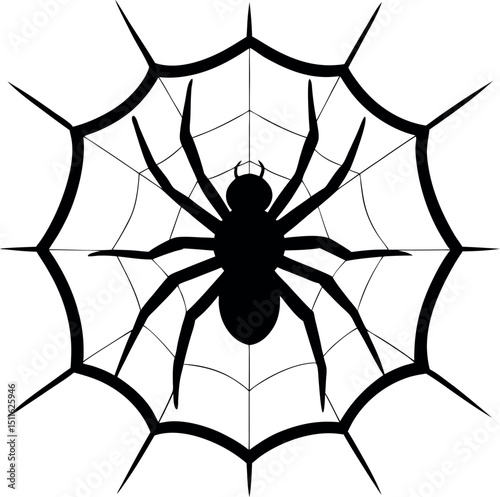 spider and web silhouette vector illustration