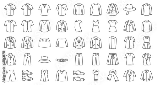 Clothing icons, set of line icons, icon sheet. Editable strokes