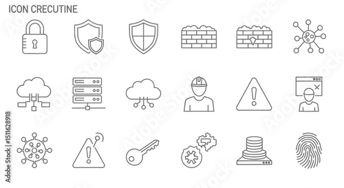 Cybersecurity icons, set of line icons, icon sheet. Editable strokes