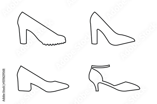 Woman stilettos high heel silhouette. editable stroke, flat design style isolated on white linear pictogram. Elegant High Heel Shoe Silhouette with Platform or minimalist design perfect for Fashion. 