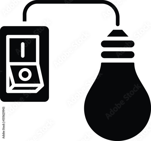 switch and light bulb icon. switch installation icon. Electrical panel, switch with wires. black design in trendy style. light bulb and switch icon vector illustration