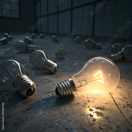 light bulb on black background
