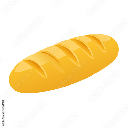 Vector illustration of a loaf of bread with a golden crust on white background
