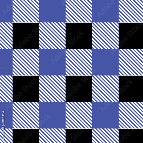 A blue seamless plaid pattern in a clean, monochromatic style, perfect for modern textile design, digital backgrounds, and graphic elements.