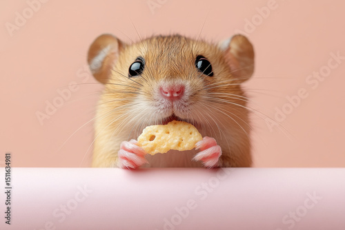 Ham hamster munching on cheese.