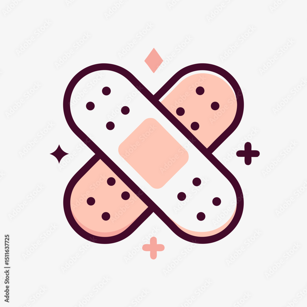 Bandage Icon | Cute Medical Patch Flat Illustration Bandage Icon | Cute Medical Patch Flat Illustration