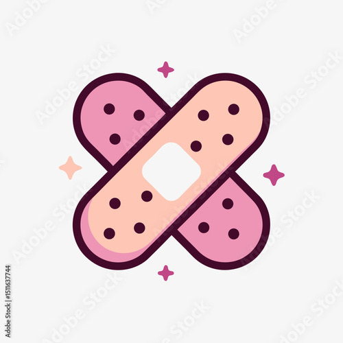 Bandage Icon | Cute Medical Patch Flat Illustration photo
