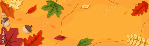 Autumn Leaves and Acorns A Festive Fall Background