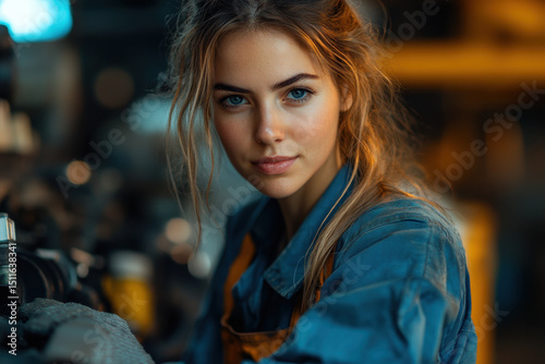 Wallpaper Mural Woman working on a machine. Torontodigital.ca