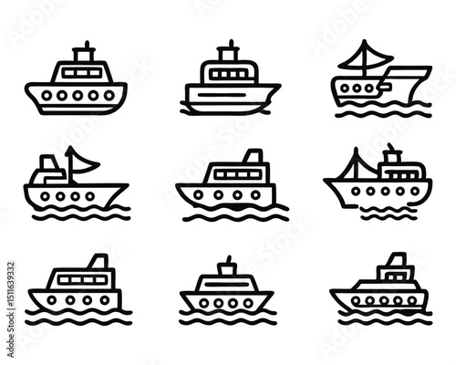 ferry icon set