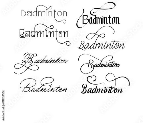Badminton Calligraphy Logo – Elegant Sports Typography for Team and Club Branding, Stylish Badminton Text Logo