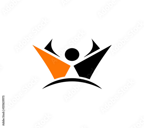 Bold and modern vector logo featuring an abstract human figure in a dynamic pose, representing personal growth, human connection, energy, and potential—ideal for wellness, coaching, or tech brands.