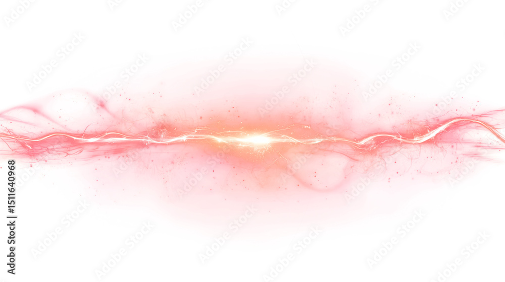 Fototapeta premium Horizontal pink shockwave line, Abstract energy pulse, TRANSPARENT BACKGROUND PNG for sci-fi or visual design