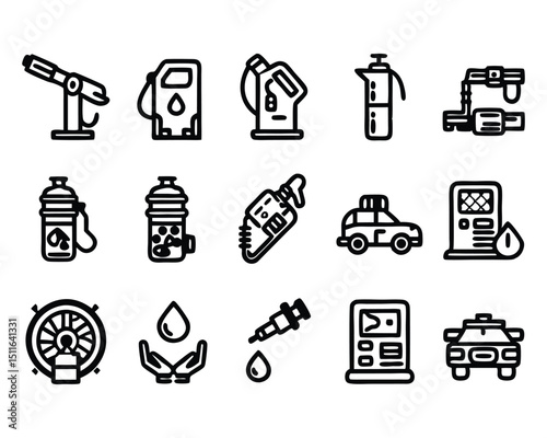 gas station icon set