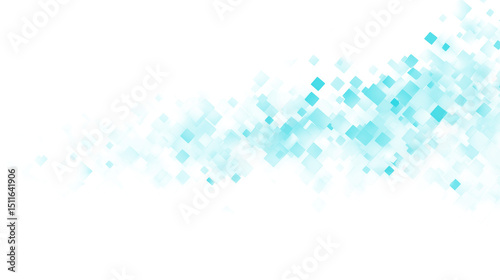 Diagonal flow of pixelated blue blocks, Abstract digital stream, TRANSPARENT BACKGROUND PNG for data or tech themes