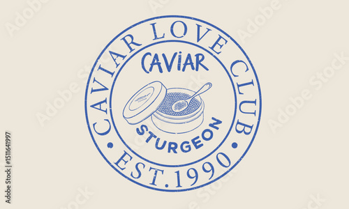 Caviar tin design. Sturgeon artwork. Sturgeon fish artwork for t shirt print, poster, sticker and other uses.