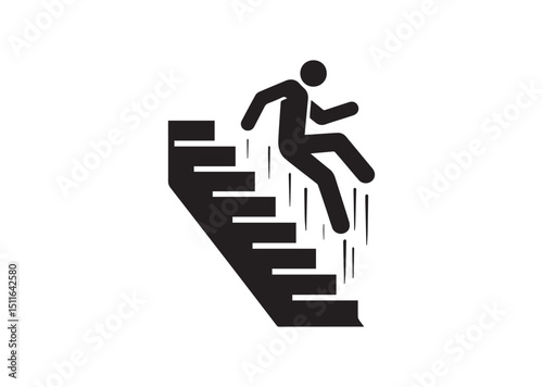 Falling Down Stairs Silhouette Vector