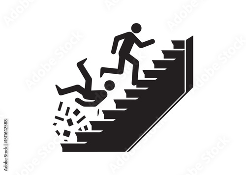 Falling Down Stairs Silhouette Vector