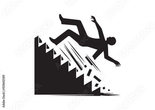 Falling Down Stairs Silhouette Vector