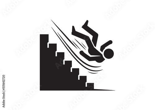 Falling Down Stairs Silhouette Vector