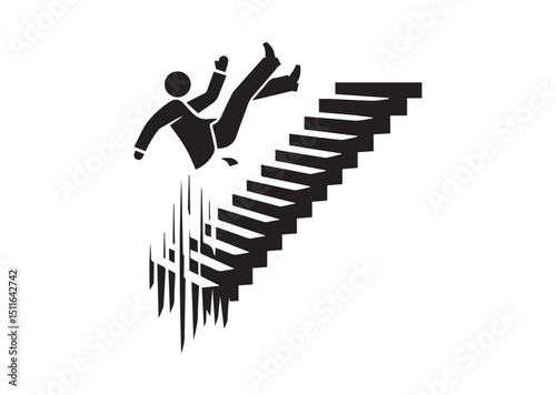 Falling Down Stairs Silhouette Vector