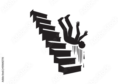 Falling Down Stairs Silhouette Vector