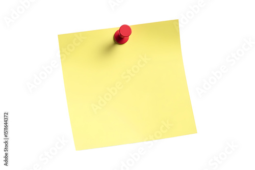 Yellow sticky note with push pin on a bulletin board for reminders