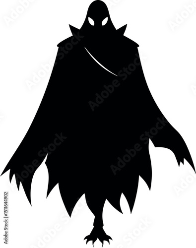 Mysterious Hooded Figure Silhouette for Halloween and Spooky Designs Pro Vector