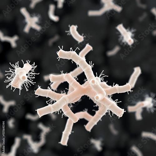 3D Illustration of Enterobacteriaceae Bacteria, Including Escherichia Coli and Klebsiella, in Human Intestinal Microbiome